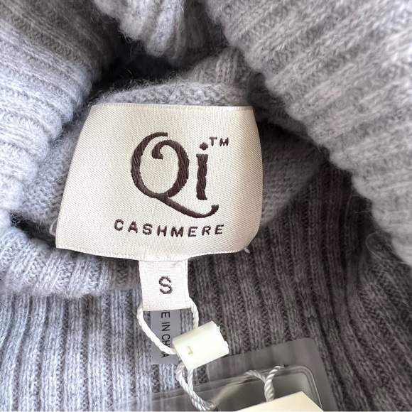 QUINN Dip Dye Turtle Neck Cashmere Sweater Black Gray Sz S - Picture 4 of 10